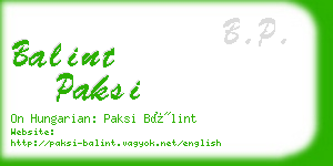 balint paksi business card